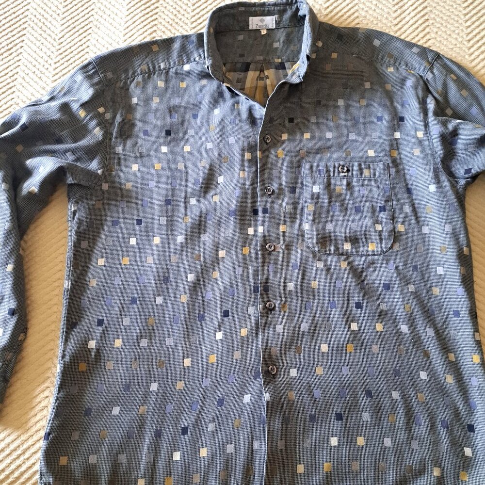 Zanella Men's Gray Stylish Casual Shirt Made in Italy Vintage Size L